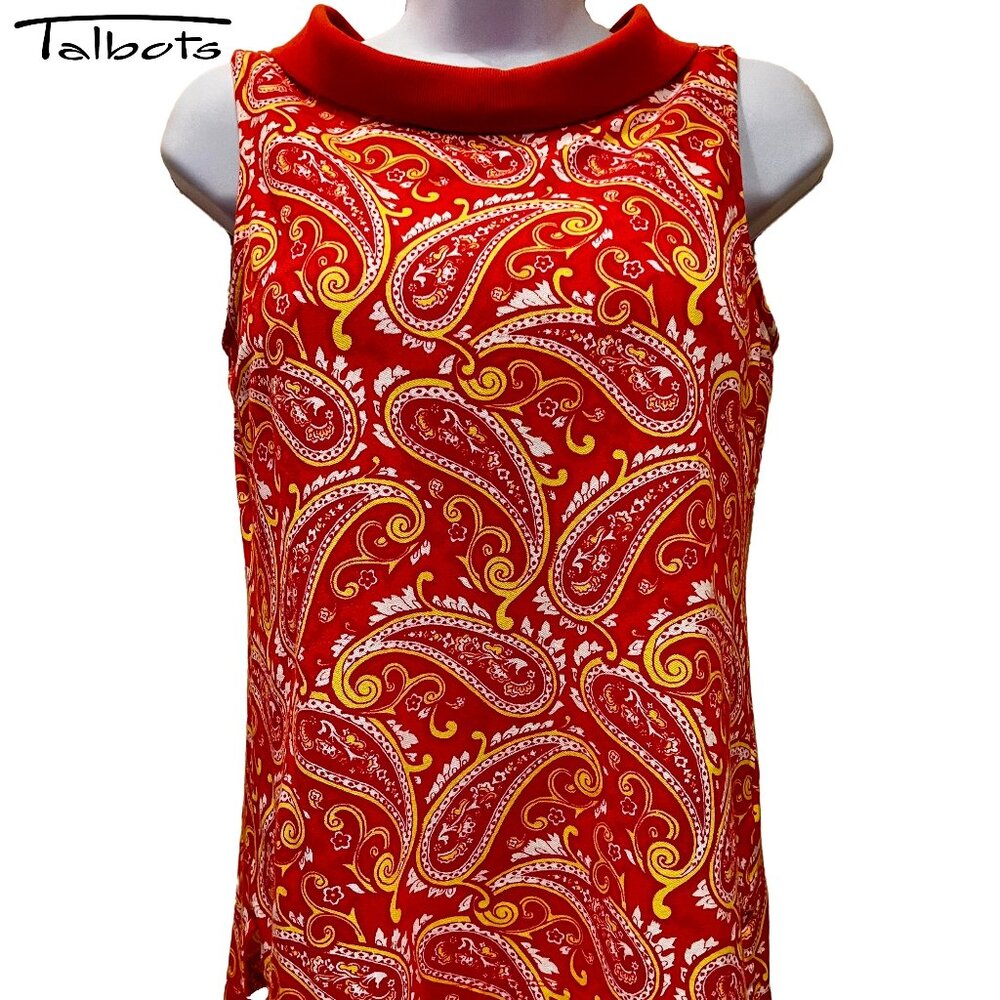Talbots Paisley Portrait Collar Sleeveless Top, Sz Small/Pet